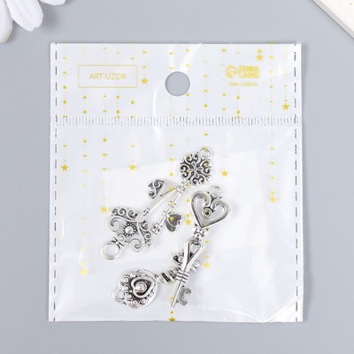 Металлический элемент, декоративная подвеска «Арт Узор. Ключики», набор 4 шт.