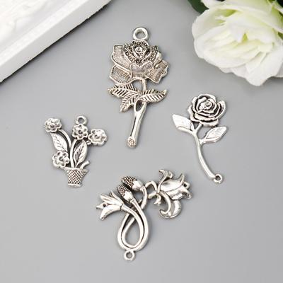 Декор металл "Цветок любви" (набор 4 шт)