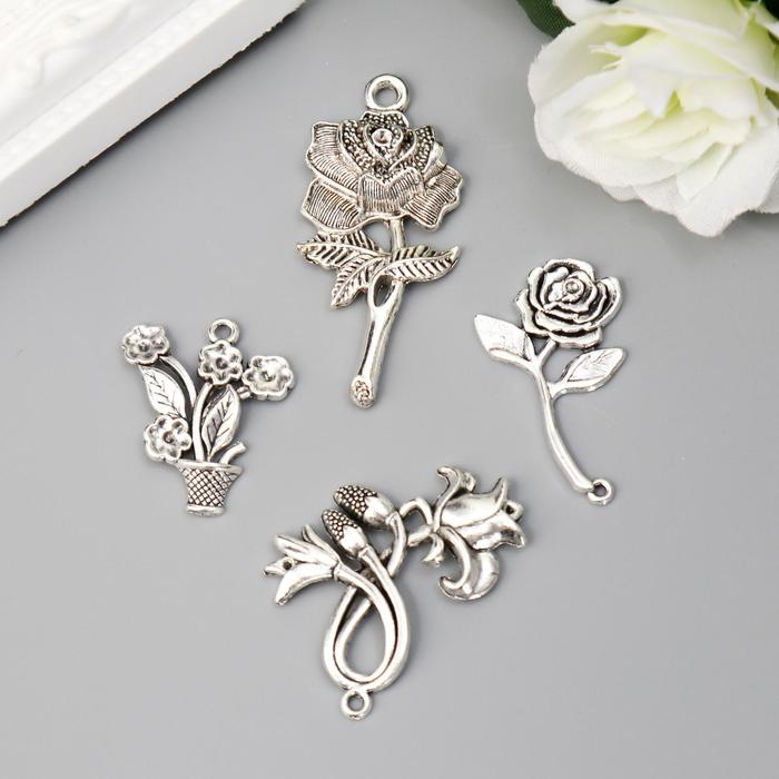 Декор металл "Цветок любви" (набор 4 шт) - Фото 1