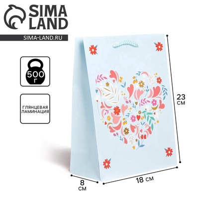 Пакет подарочный ламинированный, упаковка, Present for you, MS 18 х 23 х 8 см