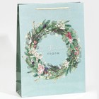 Пакет ламинированный вертикальный «Новогодний венок», L 28 × 38 × 9 см - Фото 1