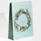 Пакет ламинированный вертикальный «Новогодний венок», L 28 × 38 × 9 см - Фото 2