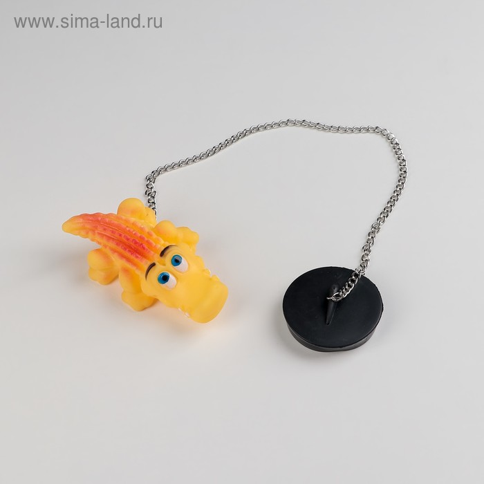 Пробка для ванны с игрушкой Доляна «Крокодил», d=5 см (внутренний d=4,5 см), цепочка 40 см - Фото 1