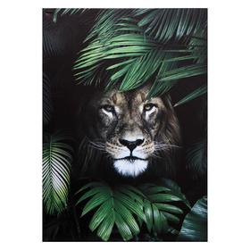 Картина на холсте "Лев в листьях" 50х70 см