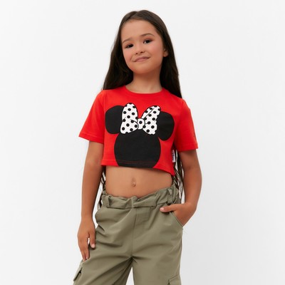 Футболка для девочки укороченная KAFTAN «Мышка», красная, рост 98-104 см