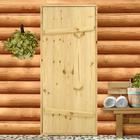 Дверь для бани и сауны, 160×70 см по коробке, сосна, на клиньях, массив, «Добропаровъ» - Фото 1