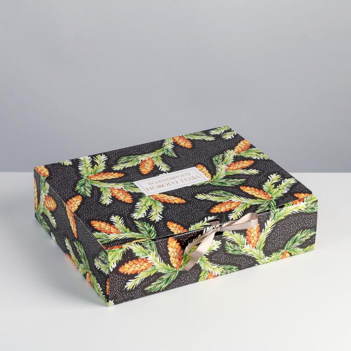 Складная коробка подарочная «Шишки», 31×24.5×8 см, Новый год