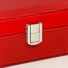 Шкатулка для часов 1 деление, для украшений с зеркалом «Рептилия алая», комбинированная, 7×14×20 см - фото 31099681