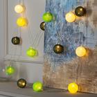 УЦЕНКА Гирлянда «Нить» 5 м с насадками «Клубки бело-зелёные», IP20, прозрачная нить, 20 LED, свечение тёплое белое, 220 В - Фото 5