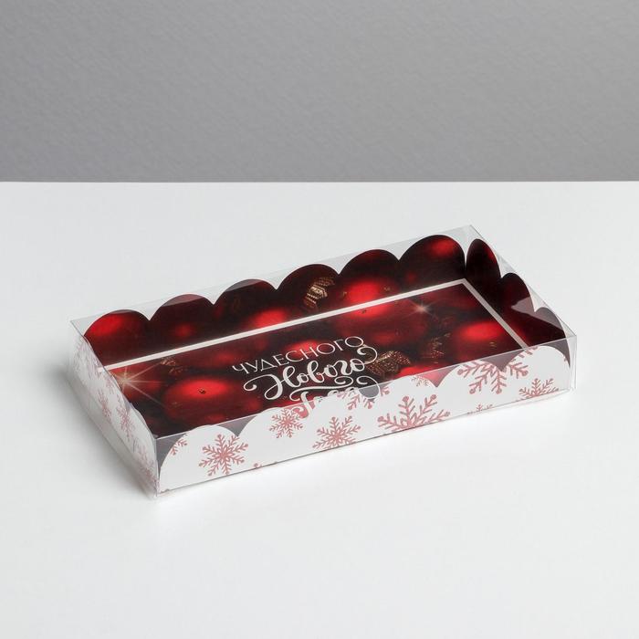 Коробка для кондитерских изделий с PVC крышкой «Шарики», 10.5 × 21 × 3 см