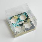 Коробка для капкейка, кондитерская упаковка, 4 ячейки, «Голубой мрамор», 16 х 16 х 11.5 см - фото 40653164