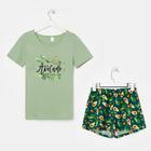 Комплект женская (футболка, шорты), цвет оливковый/авокадо, размер 42 - Фото 4