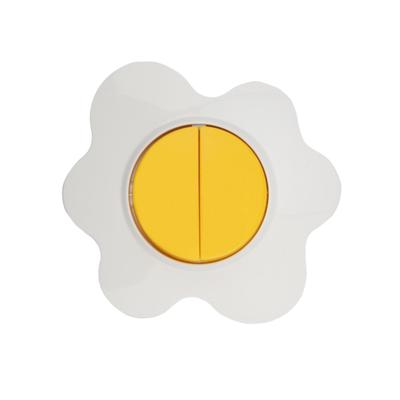 Выключатель двухклавишный KRANZ "HAPPY", Яичница скрытый, желтый/белый