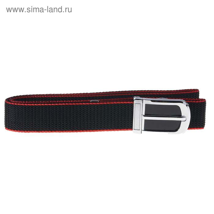 Ремень мужской "Астон" полоски, пряжка под серебро, ширина 3,8см, цвет чёрно-красный - Фото 1