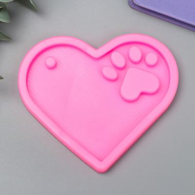 Молд силиконовый «Сердечко с лапкой» 10×8×1.1 см