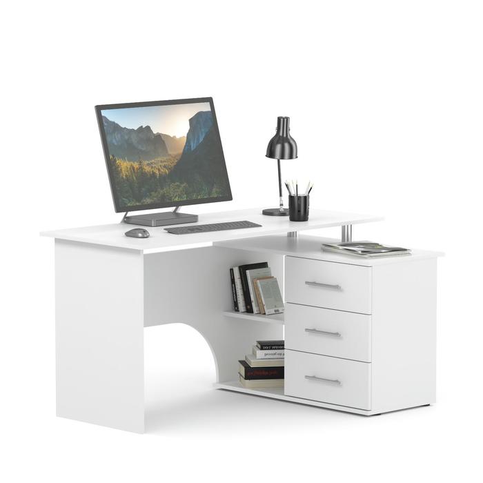 Компьютерный стол «КСТ-09», 1350×935×744 мм, угловой, угол правый, цвет белый - Фото 1