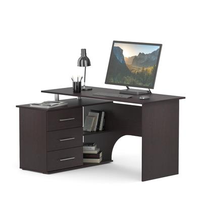 Стол компьютерный «КСТ-09», угол левый, 3 ящика, 1350×935×744 мм, цвет венге