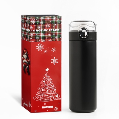 Термос Мастер К Simple, 400 мл, 20.5×6.3 см, сохраняет тепло 8 ч, нержавеющая сталь, чёрный