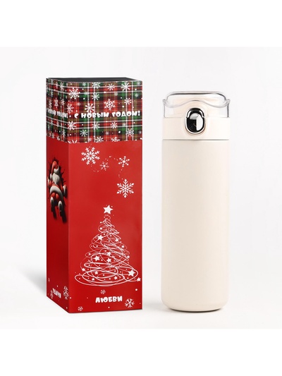 Термос Мастер К Simple, 400 мл, 20.5×6.3 см, сохраняет тепло 8 ч, нержавеющая сталь, белый