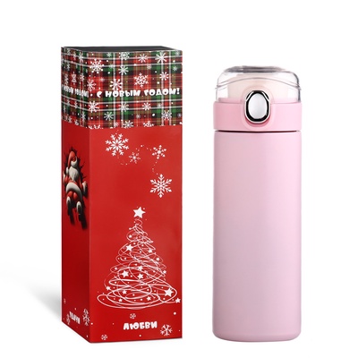 Термос Мастер К Simple, 400 мл, 20.5×6.3 см сохраняет тепло 8 ч, нержавеющая сталь, пластик, розовый