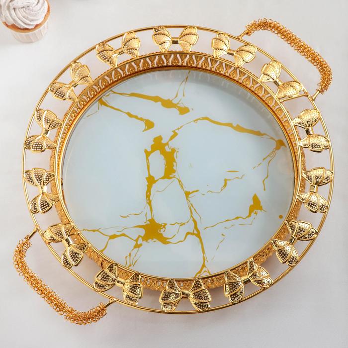 Подставка под десерты «Бант», 48×39×8 см, цвет металла золотой - фото 1886658617
