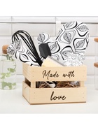 Набор подарочный «Этель» Made with love: полотенце, варежка-прихватка, кухонная лопатка, венчик, губка - Фото 2