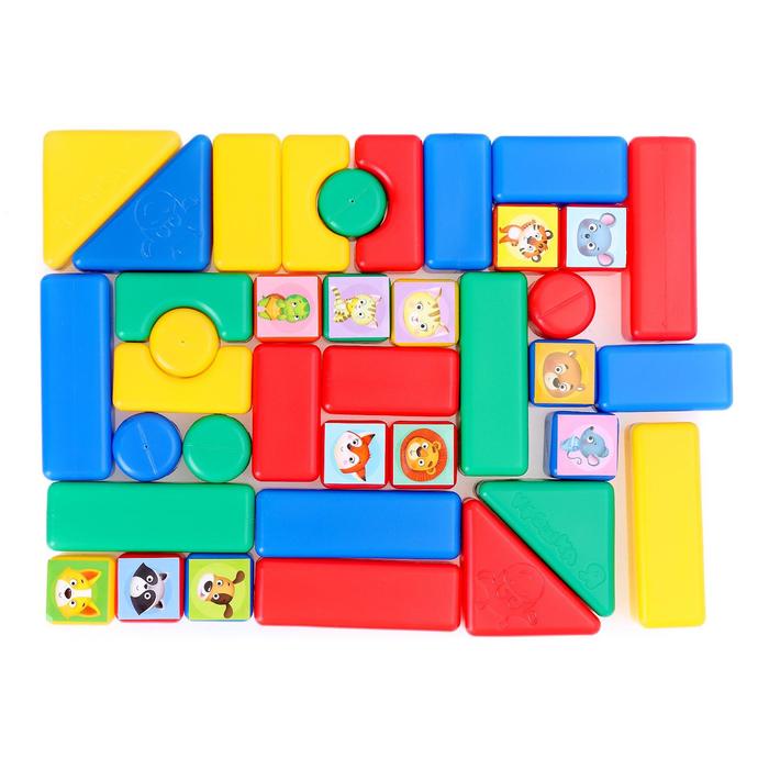 Набор цветных кубиков, «Животные», 38 элементов, 4х4 см - фото 1905820655