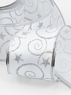 Лента атласная с металлической нитью «Узоры со звездой», 60 мм, 9±0.5 м, цвет белый, серебряный - Фото 3