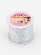 Лента атласная с металлической нитью «Узоры со звездой», 60 мм, 9±0.5 м, цвет белый, серебряный - Фото 5