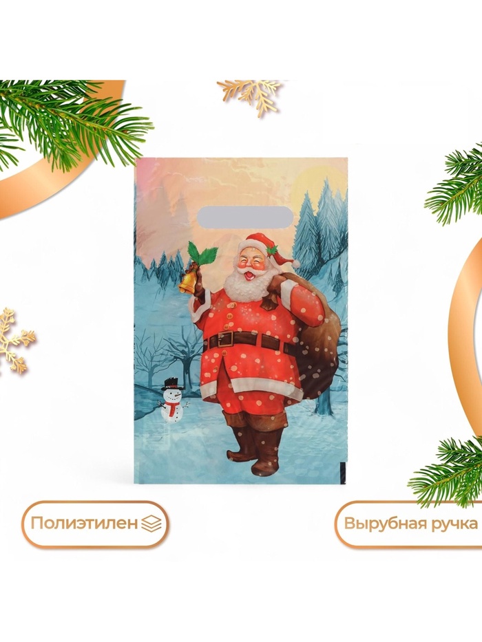 Пакет подарочный новогодний «Звуки праздника», полиэтиленовый с вырубной ручкой, 20×30 см - Фото 1