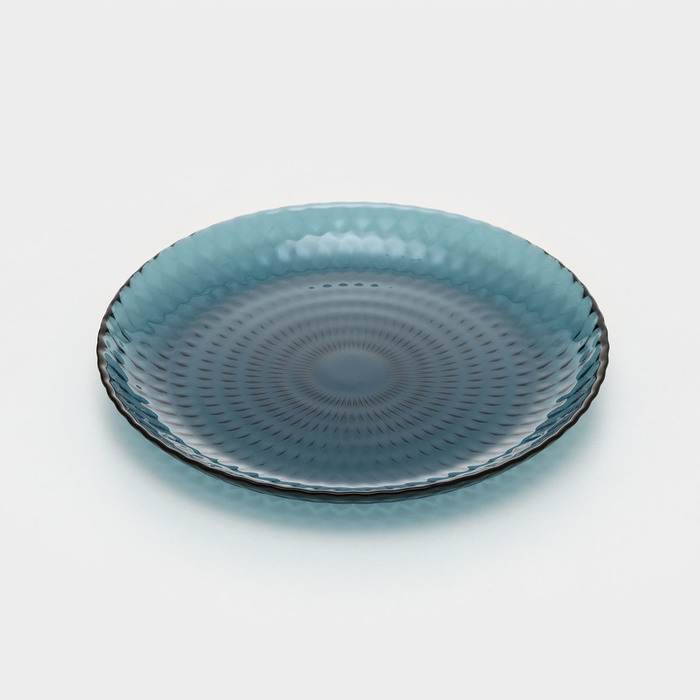 Тарелка десертная стеклянная «Идиллия», d=19 см, цвет лондон топаз - Фото 1
