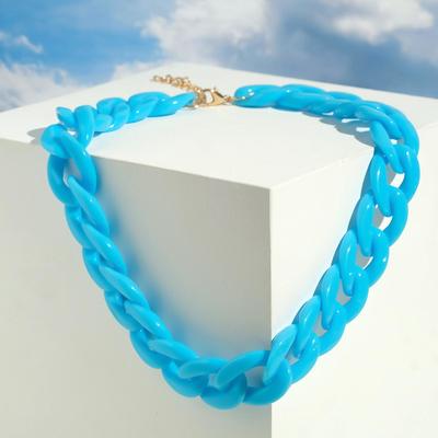 Колье «Цепь» диагональ, цвет голубой, 45см