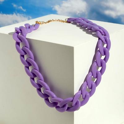 Колье «Цепь» диагональ, цвет сиреневый, 45см