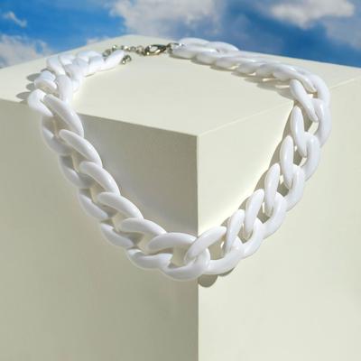Колье «Цепь» диагональ, цвет белый, 45см