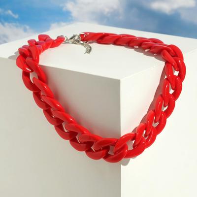 Колье «Цепь» диагональ, цвет красный, 45см