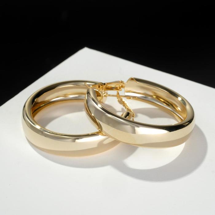 Серьги-кольца «Каньон» утолщённая линия, d=3,3, цвет золото