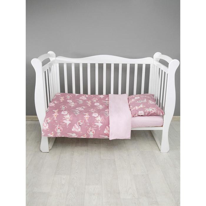 Комплект в кроватку 3 предмета baby boom, принт нежный танец, цвет розовый - фото 1885197664