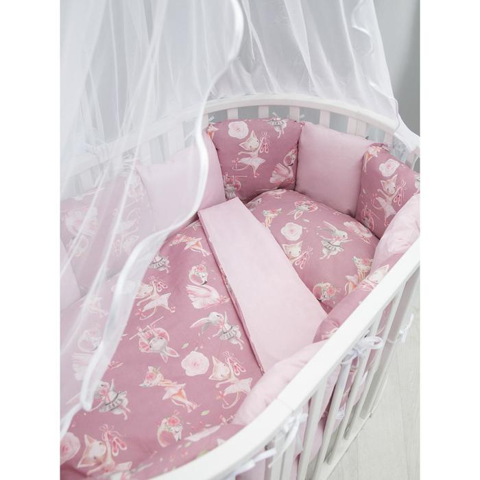 Комплект в кроватку 3 предмета baby boom, принт нежный танец, цвет розовый - фото 1885197666