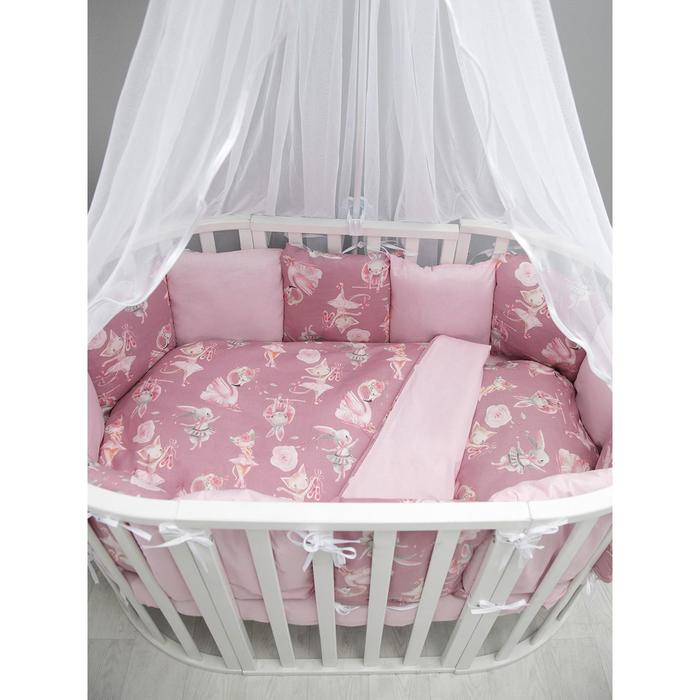 Комплект в кроватку 3 предмета baby boom, принт нежный танец, цвет розовый - фото 1885197667
