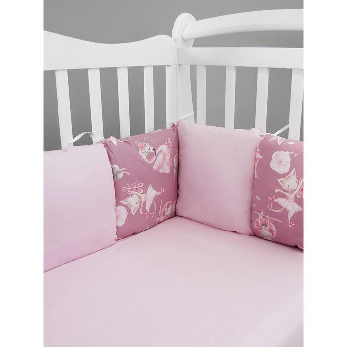 Комплект в кроватку 3 предмета baby boom, принт нежный танец, цвет розовый - фото 1885197669