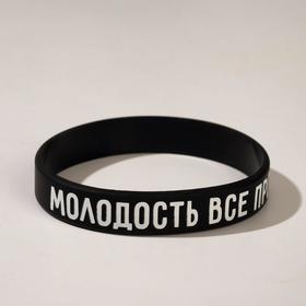 Силиконовый браслет "Молодость всё простит" стандарт, цвет чёрный, 20 см