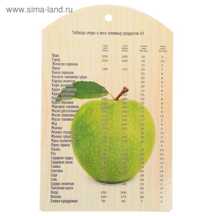 Доска разделочная деревянная 18,5x29,5 см "Зеленое яблоко" - Фото 1
