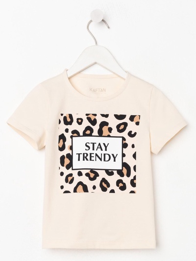 Футболка для девочки KAFTAN: Trendy, бежевая, размер 30 (98-104 см)