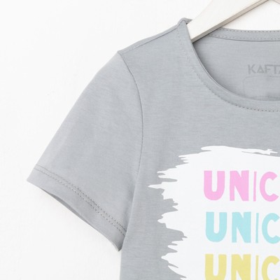 Футболка для девочки KAFTAN: Unicorn, серая, размер 28 (86-92 см)