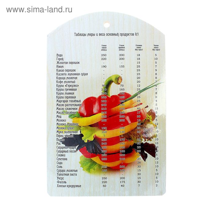 Доска разделочная деревянная с декором «Мера весов», 30×18,5×0,8 см - Фото 1