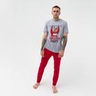 Пижама новогодняя мужская KAFTAN "Party", цвет серый/красный, размер 50 - фото 9326470