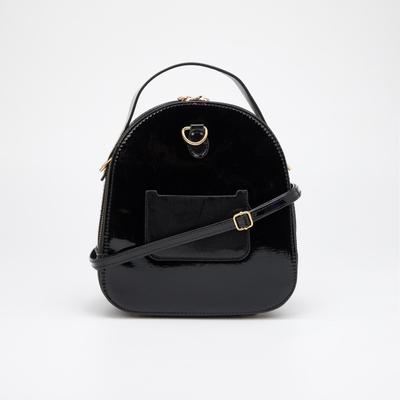 Сумка детская на молниях, регулируемый ремень, цвет чёрный