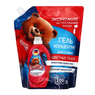 Жидкое средство для стирки Qualita, гель, для цветных тканей, 3 л