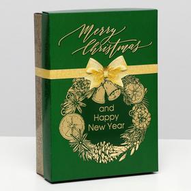 Подарочная коробка 'Merry Christmas', зелёная, 21 х 15 х 5,7 см
