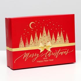 Подарочная коробка 'Merry Christmas', красная, 21 х 15 х 5,7 см